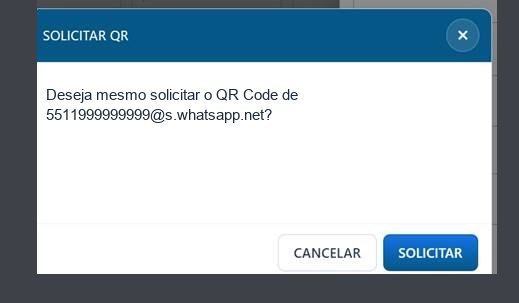 Confirmação para solicitar o QR Code