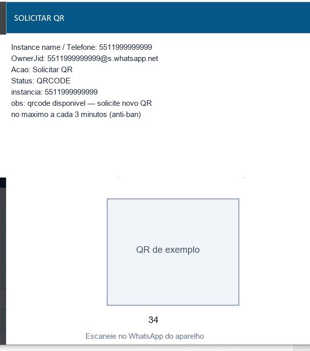 Tela de QR com contagem regressiva e área de exemplo no lugar do código